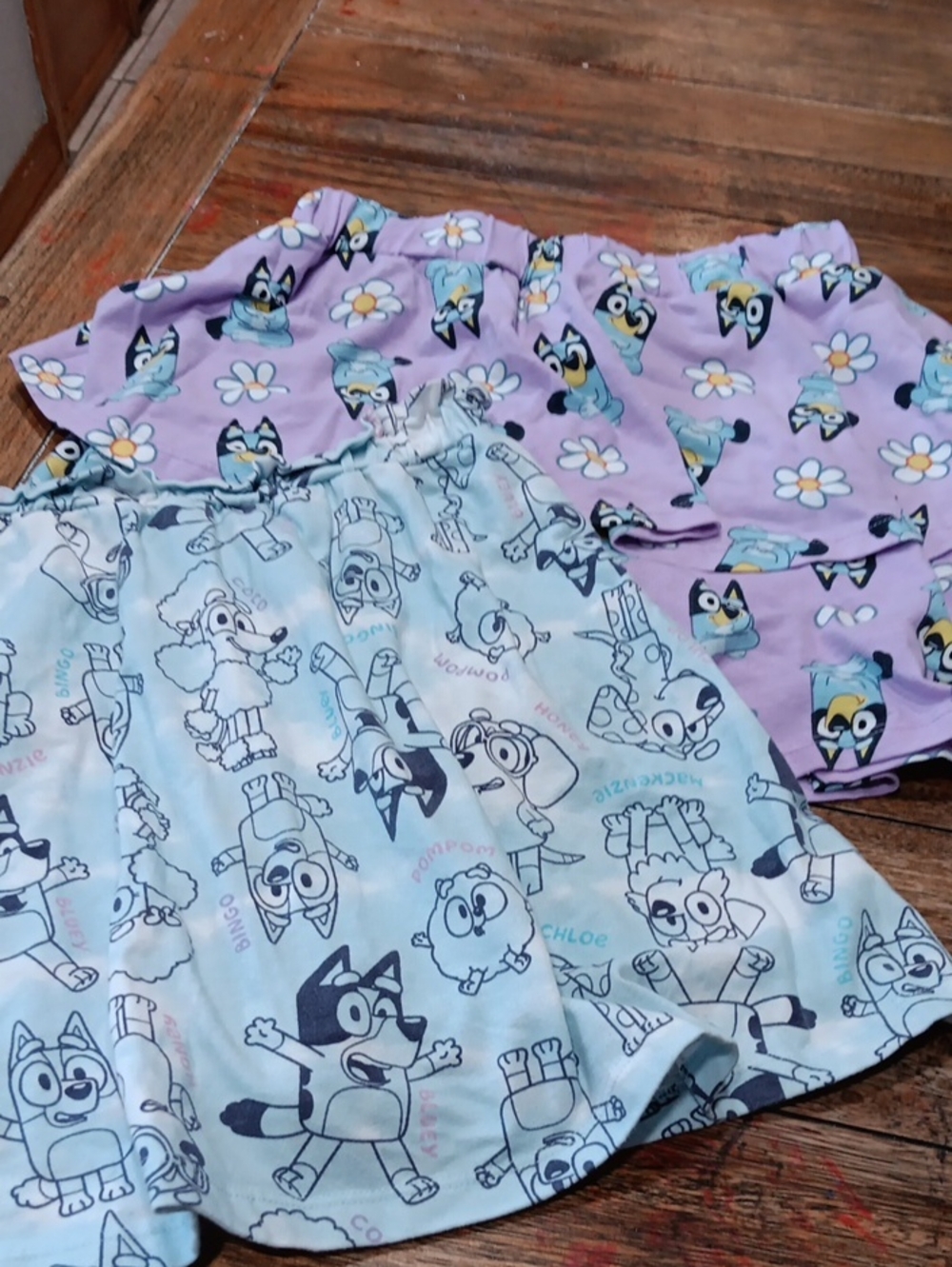 Bluey Characters Print Girls Skirt Set - Lavender & Light Blue